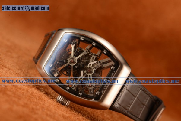 Franck Muller Vanguard Miyota Automatic Copy Tourbillon Steel Case With Skeleton Dial Leather/Rubber Strap